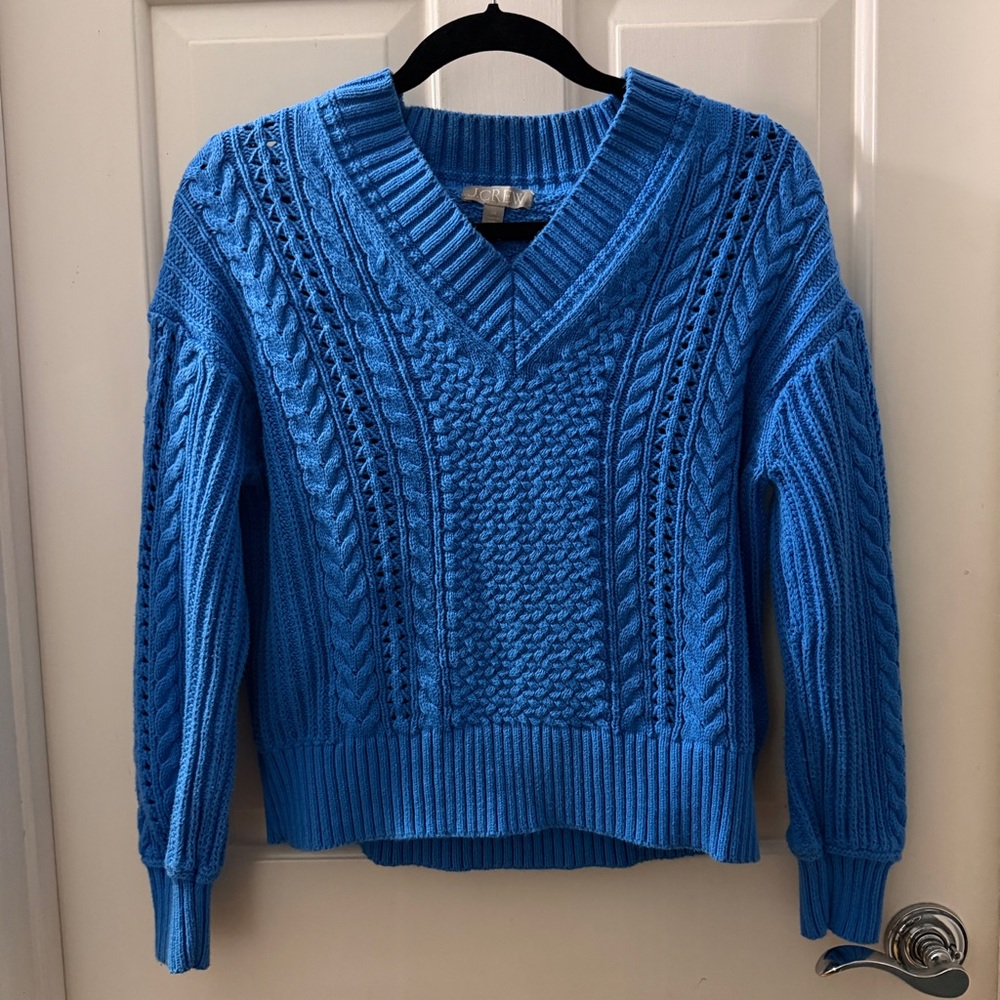 J. Crew Bright Blue V-Neck Sweater